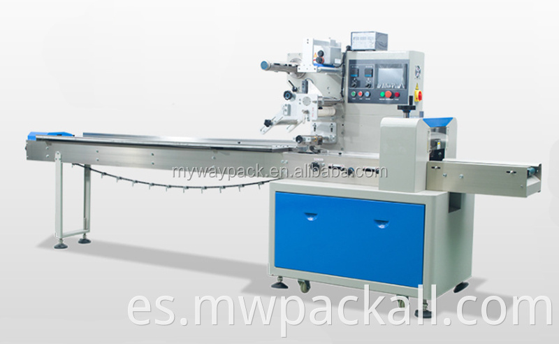 Máquina de embalaje de almohada de flujo China Tipo de almohada automática Bagel Bagel Machine Macher Equipo de empacador